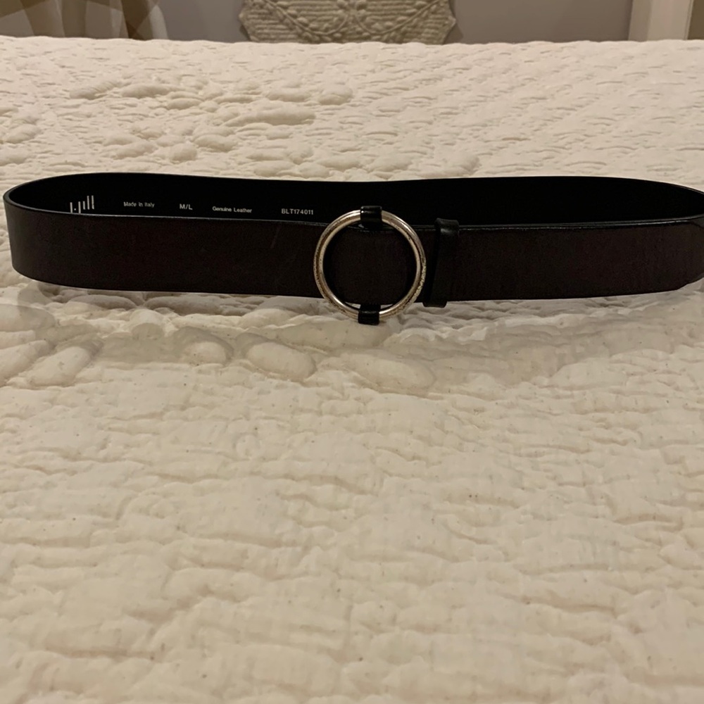 J.Jill Leather O-ring Buckle Belt, dark brown, size M/L